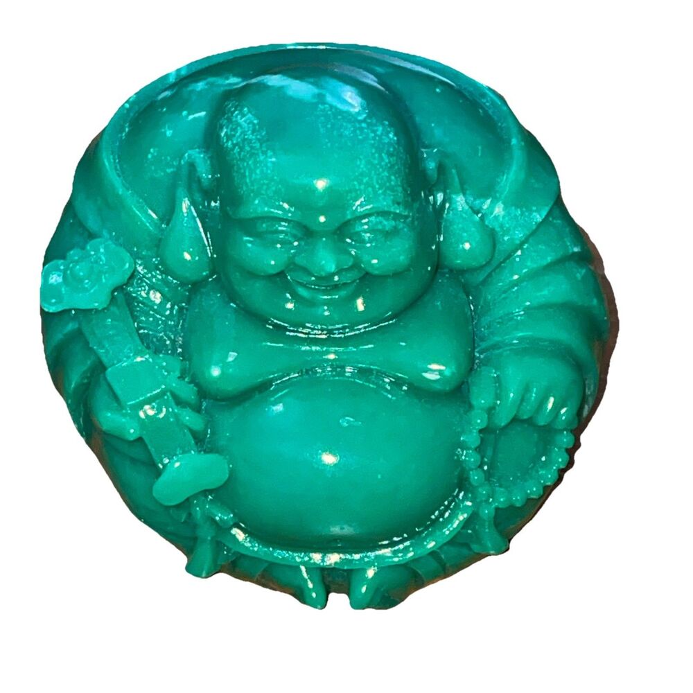 Green Laughing Buddha Figurine Resin Prosperity Statue Good Luck Decor